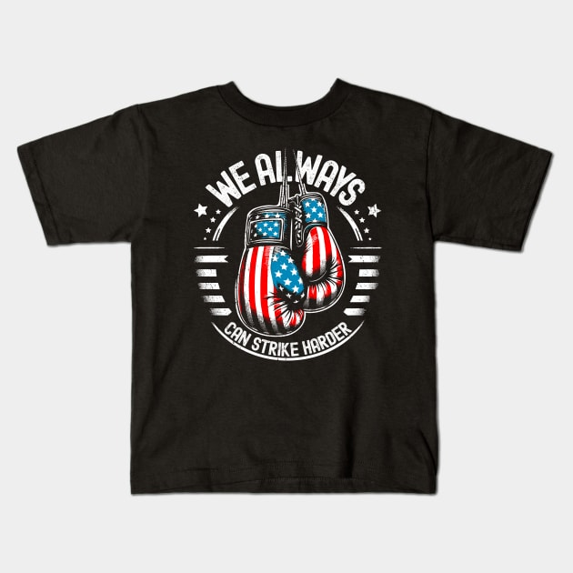 Patriotic American Strength & Honor Graphic - US Flag Pride Kids T-Shirt by KontrAwersPL